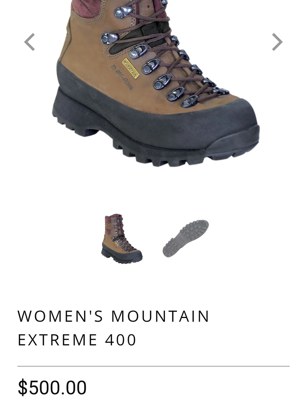 Italian made Kenetrek Women's Mountain Extreme 400 Brown Hiking Boots